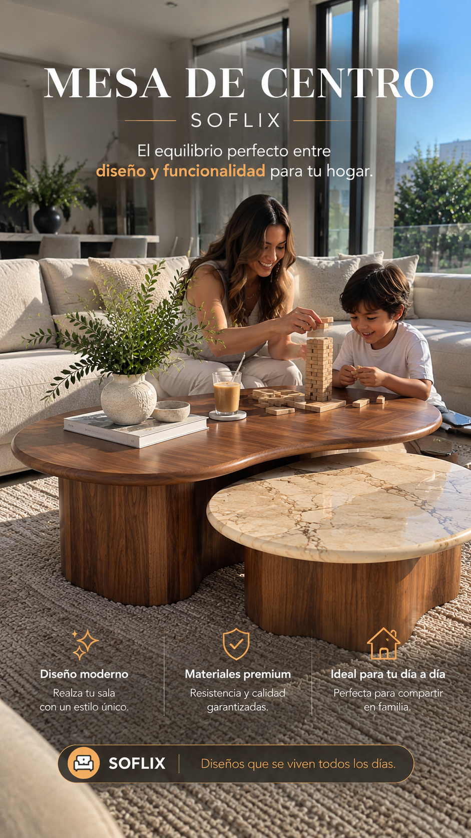 SOFLIXMEXICO® NÓRDICA — La mesa que transforma tu sala